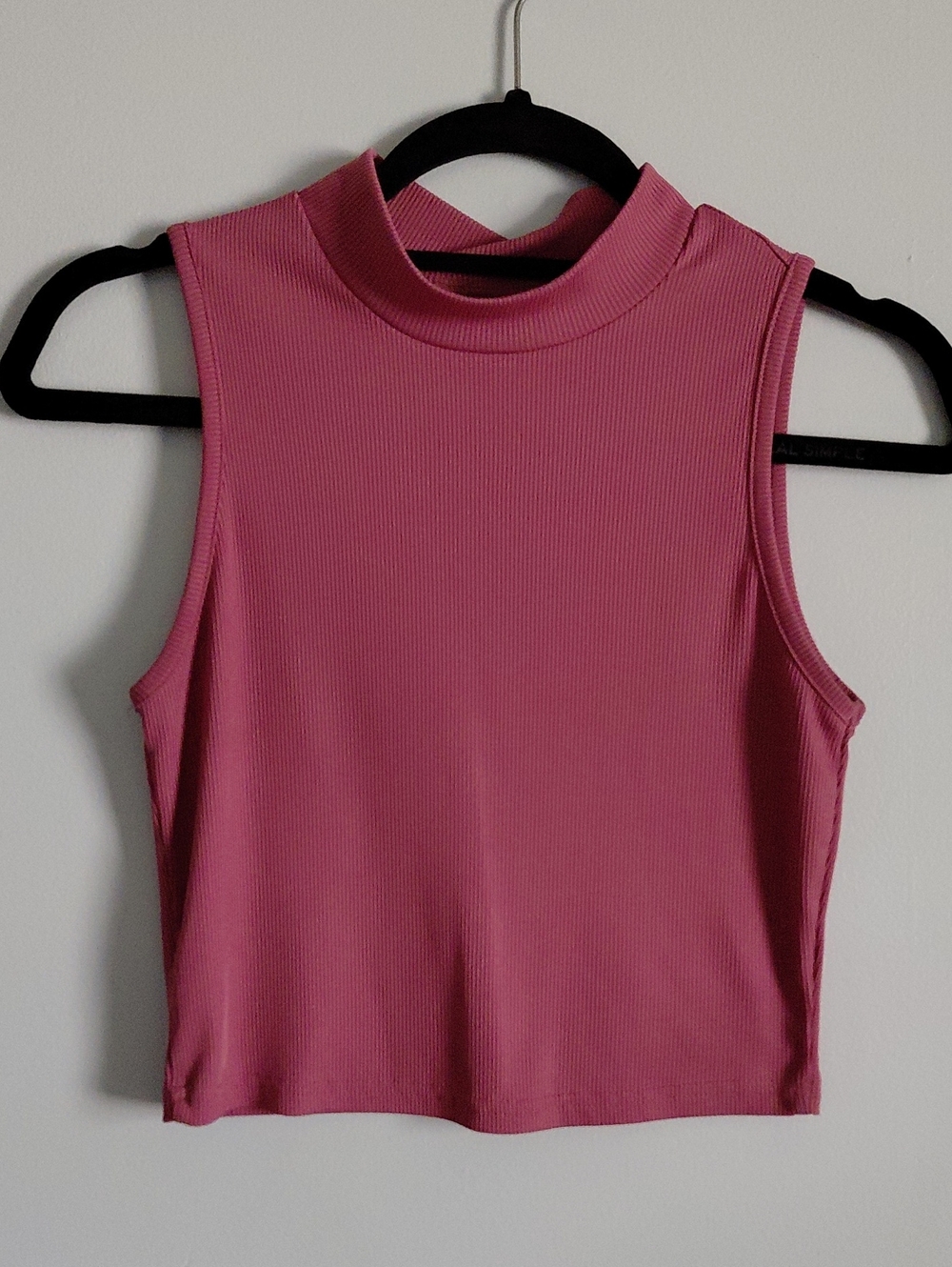 Sleeveless Ribbed Y2K Mock Neck Baby Tee Crop Top Muscle Tank Pink Mauve